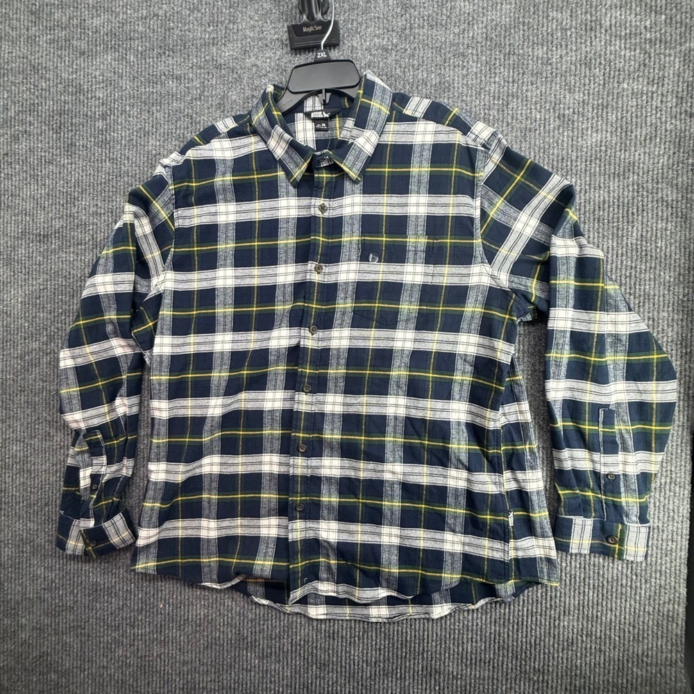 Eddie Bauer Flannel Shirt Mens 2XL Navy New Plaid Long Sleeve Button Down 0917
